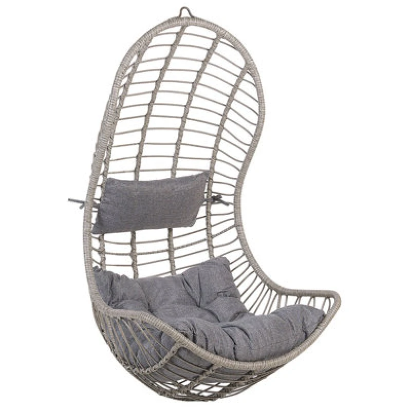 Image of Beliani Hanging Chair Pineto Pe Rattan Grey