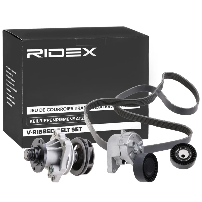 Image of RIDEX 4172P0012 Water Pump + V-Ribbed Belt Kit Water Pump + V-Ribbed Belt Kit (4172)