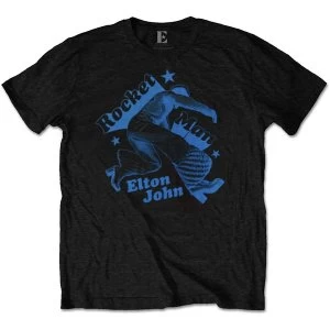 image of Elton John - Rocketman Jump Mens Large T-Shirt - Black