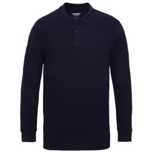 image of Gildan Mens Long Sleeve Double Pique Cotton Polo Shirt (3XL) (Navy)