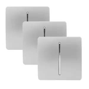 Image of Trendi Switch 1 Gang 2 Way 10 Amp Rocker Light Switch in Screwless Silver (3 Pack)