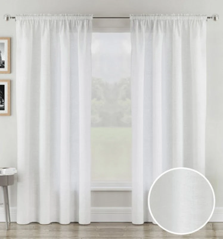 Image of Tyrone Textiles Rhodes White Linen-Look Sheer Voile Panels - Pair 140 X 122Cm (55X48")