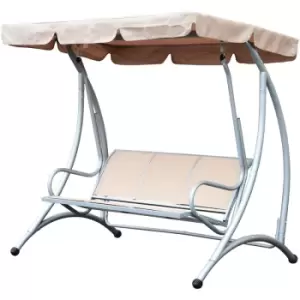 Image of Outsunny 3 Seat Metal Fabric Backyard Balcony Patio Swing Chair with Canopy Top