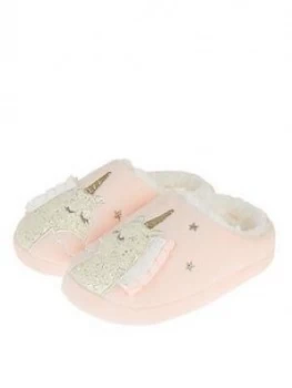 image of Monsoon Girls Unicorn Pale Pink Slipper Slider - Pink