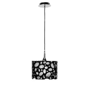 image of Lupin Pendant E27, Gloss Black/White Acrylic/Polished Chrome, CFL Lamps INCLUDED