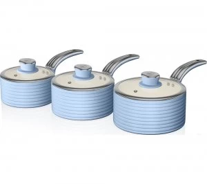 Image of Swan Retro SWPS3020 Non Stick Sauce Pan 3 Piece Set