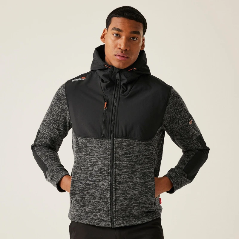 Image of Tactical Threads Mens Heist Hybrid Fleece Jacket XL- Chest 44', (112cm) Ash Marl/Black TRF624-B7I-XL
