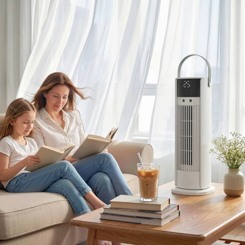 Image of HOMCOM Tower Fan for Bedroom, 16" Mist Desktop Fan with DC Motor in White White Unisex