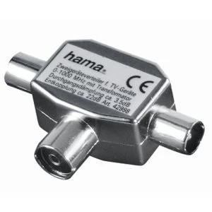 Image of Hama Antenna Splitter, coax socket - 2 coax plugs, metal