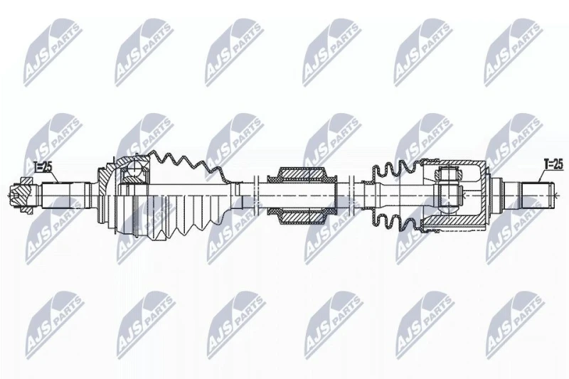 Image of NTY NPW-KA-394 Drive shaft Automatic Transmission, Front Axle Right Drive Shaft (13)