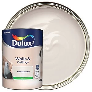 Image of Dulux Walls & Ceilings Nutmeg White Silk Emulsion Paint 5L