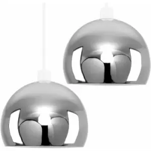 image of Minisun - 2 x Arco Ceiling Pendant Light Shades Domed Lampshades - Chrome - No Bulb