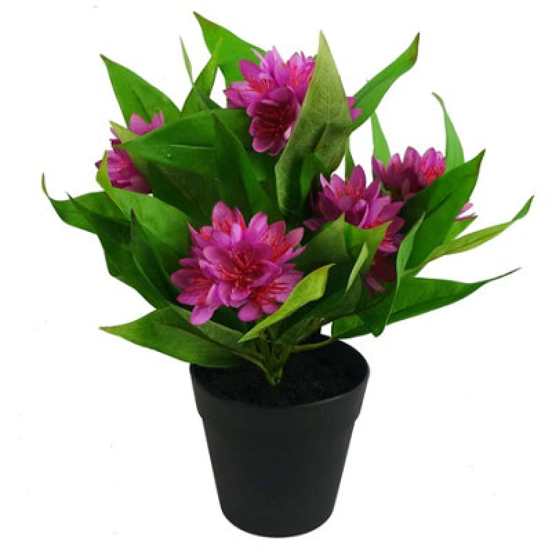 Image of Leaf 18Cm Artificial Freesia Plant Dark Pink Flowering