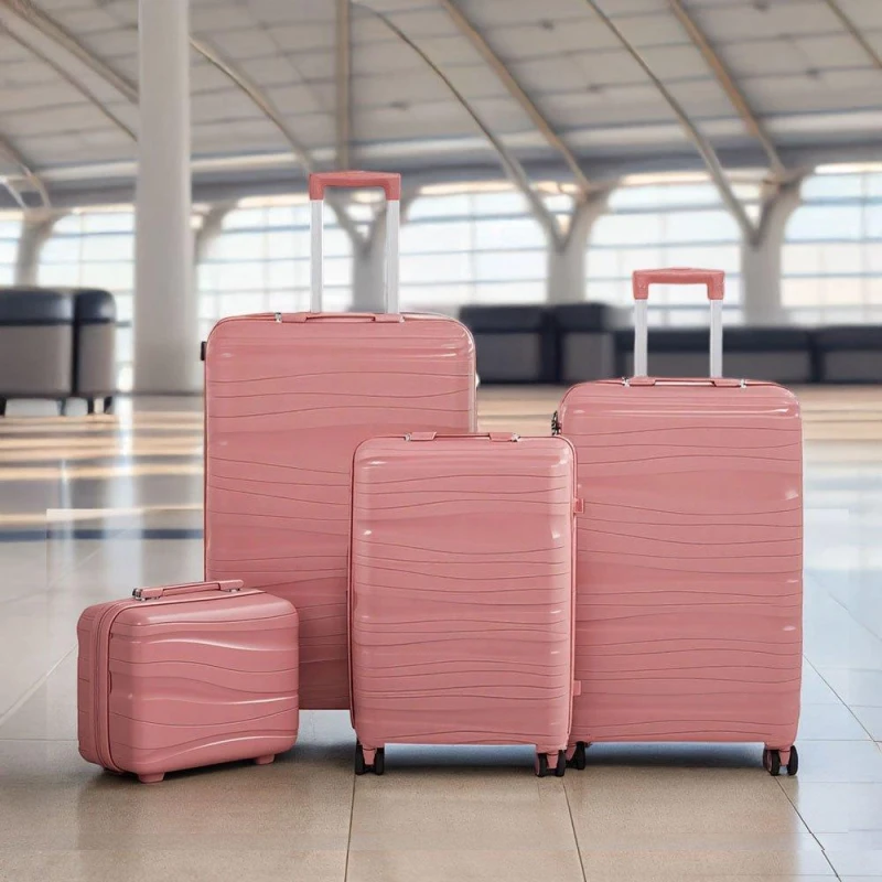 Image of SHEONLY 4PCS Lockable Travel Suitcase Set Rose Gold unisex One Size
