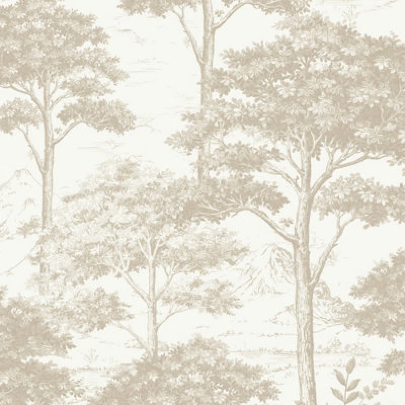 Image of Grandeco Etched Tree Toile Textured Wallpaper, Neutral