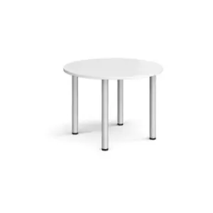 Image of Circular silver radial leg meeting table 1000mm - white