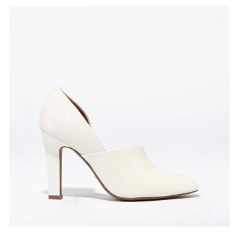 image of Reiss Amelie Shoot Court Shoes - White Emboss