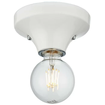 image of Merano Porto Bathroom Flush Ceiling Light Gloss White Glaze & Chrome Plate IP44