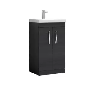 image of Nuie Athena 500 Floor Standing 2-door Vanity & Thin-edge Basin - Black Woodgrain