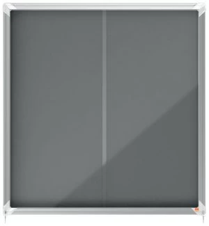 image of Nobo Premium Plus Grey Felt Lockable Notice Board 12xA4