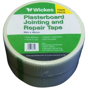 image of Wickes Fibreglass Plasterboard Repair and Jointing Tape 90m Pack 2