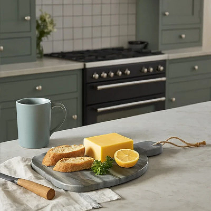 Image of Premier Housewares Marmore Rounded Grey Marble Chopping And Serving Board Black