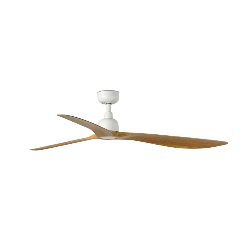 Image of Netlighting Outwood Large 3 Blade Ceiling Fan Matt White Oak Wood IP44 in Brown Brown Unisex