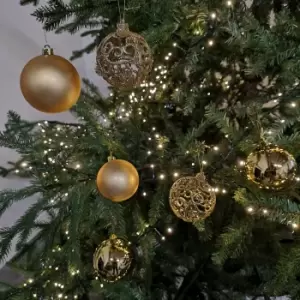 Image of 6pcs 8cm Assorted Shatterproof Baubles Christmas Decoration in Gold