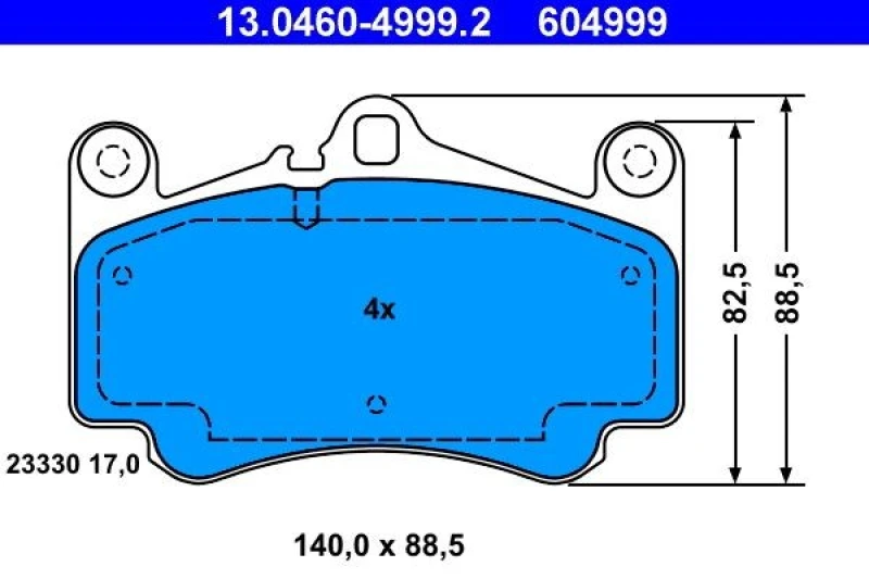 Image of ATE 13.0460-4999.2 Brake pad set excl. wear warning contact Brake Pad Set,disc brake (402)