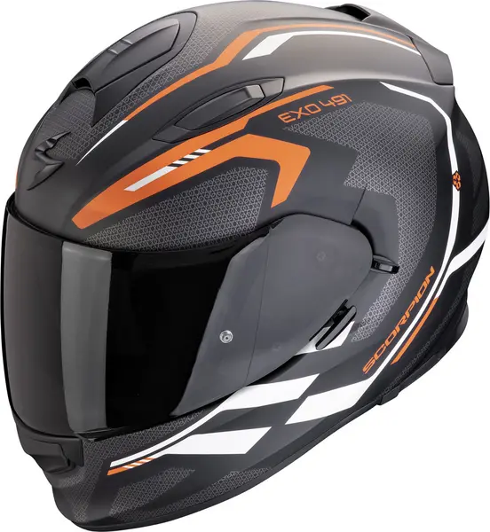 image of Scorpion EXO-491 Kripta Matt Black-Orange-White Full Face Helmet Size L