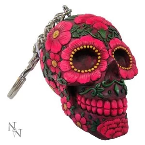 Image of Sugar Blossom Pack Of 6 Skull Keyrings