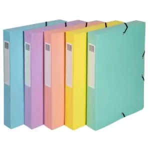 image of Aquarel Elasticated Box File A4, 600gsm, Assorted, Pack of 8