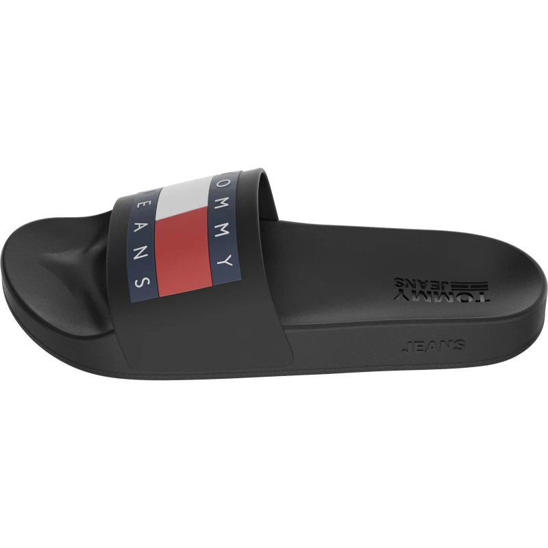 Image of Tommy Jeans flag pool slide sandals in Black UK 11 (EU 46)