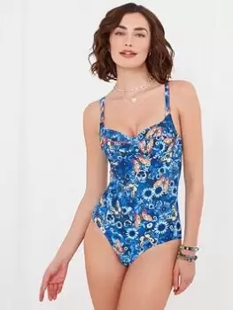 Image of Joe Browns Twilight Garden Retro Swimsuit -blue Multi, Blue, Size 10, Women