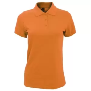 image of SOLs Womens/Ladies Prime Pique Polo Shirt (L) (Orange)