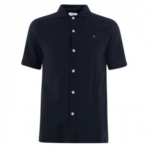 Image of Farah Vintage Archie Linen Short Sleeve Shirt - True Navy 412
