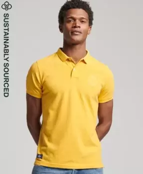 Image of Superdry Mens Organic Cotton Vintage Superstate Polo Shirt Yellow / Pigment Yellow - Size: S