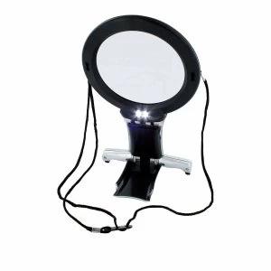 image of LED Neck and Desk Magnifier 2x with Inbuilt Lens, Black