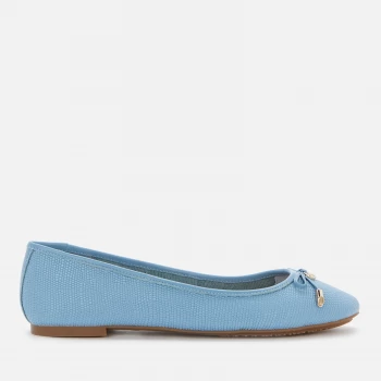 image of Dune Blue Leather 'Harpar 2' Ballet Pumps - 3