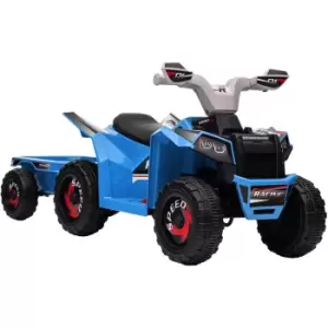 image of Homcom - Electric Quad Bike, 6V Kids Ride-On atv with Back Trailer - Blue - Blue