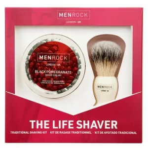 image of Men Rock The Life Shaver (Black Pomegranate Shave Cream, The Brush) (Worth £29.45)