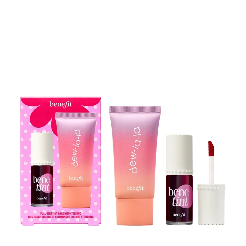 Image of Benefit Dew the Benetint rose-tinted lip & cheek stain and liquid highlighter Duo Worth 56.50 Dew Benetint female One Size