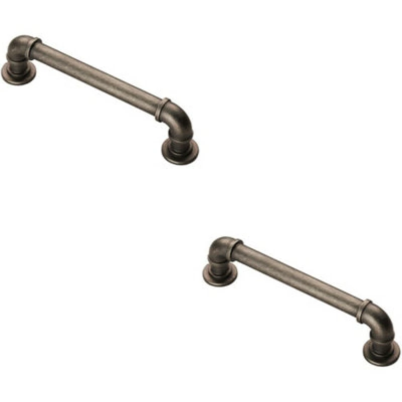 Image of Loops 2x Pipe Design Cabinet Pull Handle 128mm Fixing Centres 12mm Dia Pewter Multi unisex