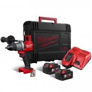 image of Milwaukee M18FPD2 M18 Fuel Brushless Combi Drill 2 x 5ah Li-ion Charger Case