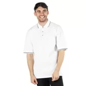 Image of Kustom Kit Mens St. Mellion Mens Short Sleeve Polo Shirt (2XL) (White/Navy)