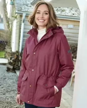 Cotton Traders Fleece-Lined Waterproof Coat in Red