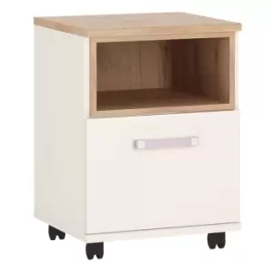 image of 4Kids 1 Door Desk Mobile In Light Oak And White High Gloss (Lilac Handles)