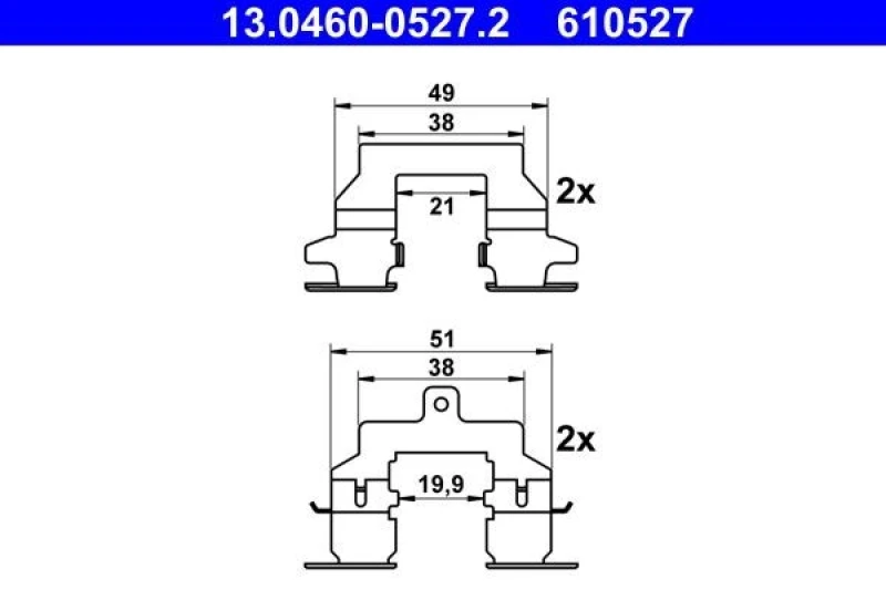 Image of Brake pad fitting kit ATE 13.0460-0527.2