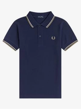 Image of Fred Perry Boys Twin Tipped Short Sleeve Polo - Carbon Blue, Carbon Blue, Size 11-12 Years