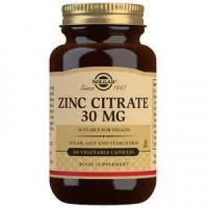 Image of Solgar Minerals Solgar Zinc Citrate 30 mg Vegetable Capsules x 100